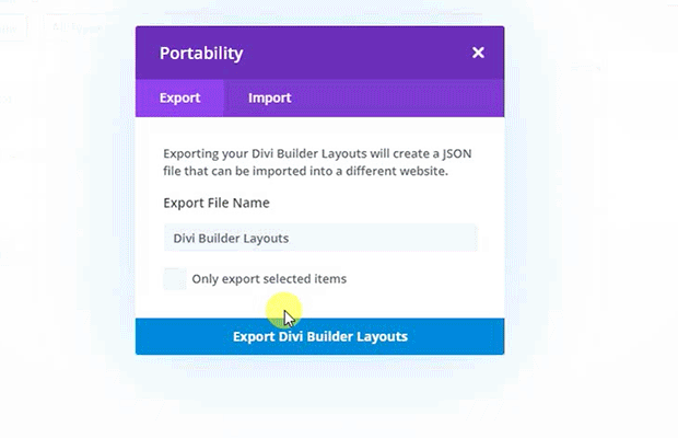 Portability Feature in Divi using Divi Library